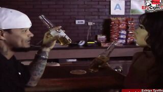 Slim slut with a pierced vagina pick up in a