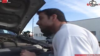 Blonde slut with gigantic pierced boobies seduce from a long