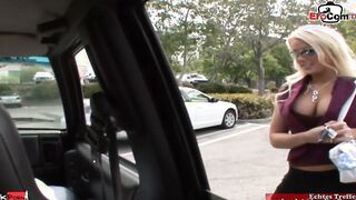 Pierced Blonde with gigantic boobies pick up at the street
