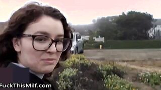 Nerdy teen fucks hard and rubs dick with her sexy feet [POV]