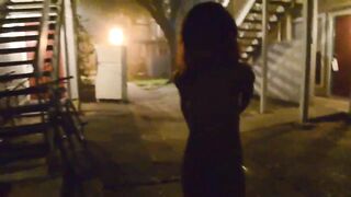 Foxy goes booty naked in public for anyone to see