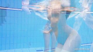 Big titted dark hair Hottie Zuzanna swimming inside the pool
