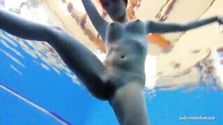 Big titted dark hair Hottie Zuzanna swimming inside the pool