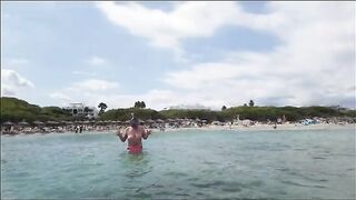 Chrissi nude swimming inside Mediterranean Sea