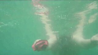 Chrissi nude swimming inside Mediterranean Sea