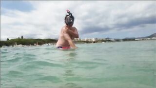 Chrissi nude swimming inside Mediterranean Sea