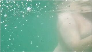 Chrissi nude swimming inside Mediterranean Sea