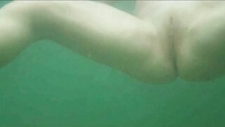 Chrissi nude swimming inside Mediterranean Sea