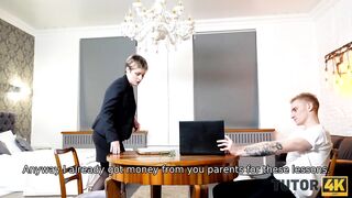 TUTOR4K. Actress pretends to be teacher and unites slit with guests dick