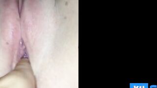 Wet pussy being licked close up
