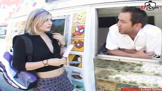 Blonde 19 yo with small titted wears a skirt and getting
