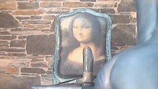 Sexy chick with body ink riding huge dildo