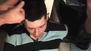 Cum and piss from his buddies