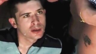 Cum and piss from his buddies