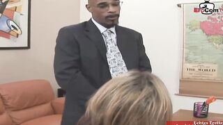 Natural jugs sluts fucks with a big black cock during the roleplay