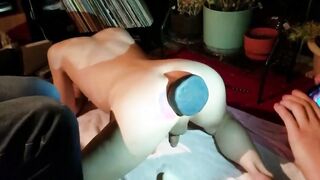 Femboy takes huge plug and screams
