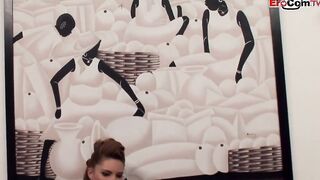 Petite dark hair hoe with natural jugs boned in her asshole