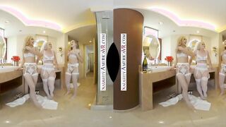 Erotic America - Blonde Hot, Kay Carter, is gets married and wants to share her man with bridesmaids, Jazmin Luv