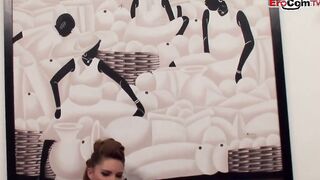 Slender dark hair bimbo with natural hooters plowed into her asshole