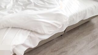 Stepbrother jerked off on the ass of his Stepsister, but could not resist and fucked 3
