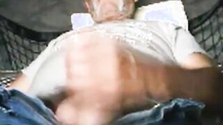 Older gentleman shooting his load