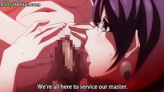 Hentai busty teacher and college students have wild sex