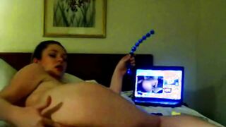 watching porn with toy in my ass
