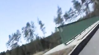 Jacking and cumming on a bridge over the highway