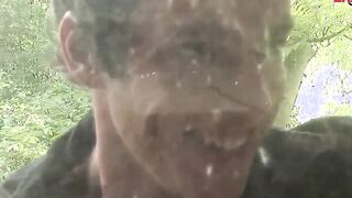 Petite MILF make 3-way mmf inside forest with cum in