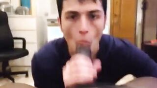 White Mexican Young Boy Sucking Black Cock Eating Cums 2