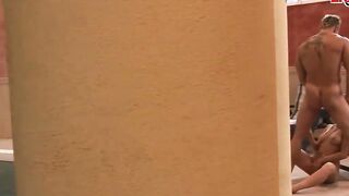 Blonde hoe with natural titties anal screwed inside a spa