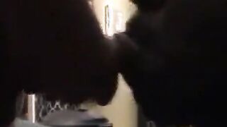 Tall Black Bitch Swallows White Tops Cum