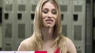 Petite blonde Anya Olsen works out on some gigantic ebony penis at they gym