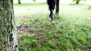 Public oral sex and swallow by bimbos inside the garden. KleoModel