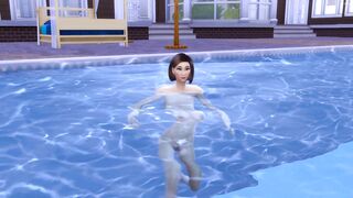 StepSon Fucks Sleeping Korean StepMom After Swimming In The Pool