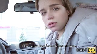 DEBT4k. Sweet thing offer mouth and twat to man who pays her
