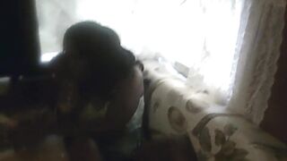 ebony chick smoking and cumming