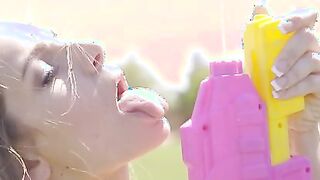 A water gun fight is merely foreplay for Anya Olsen, Kimmy Granger, and Scarlett Sage.