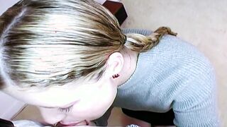 Drew's Return Sporting Pigtails and Fed a Big Sticky Cum Facial