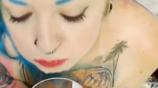 Dirty Tattoo Girl drink pee
