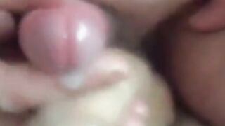 My buddy covers my cock with his cum !