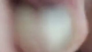 My buddy covers my cock with his cum !