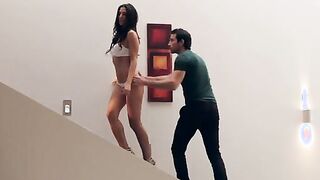 Sultry and Cutie, Alexa Tomas admires her slender body in its bra and g-string that are super sexy for the seduction