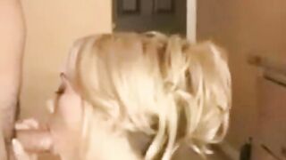 cute blonde blowjob on webcam