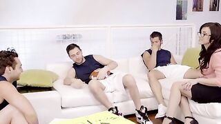 Brad Sterling, Seth Gamble, and Bambino are having an after school get together to make signs for their football team's