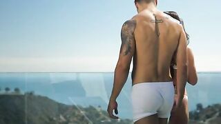 Smoking Cutie Vanessa Sixxx stares at the super sexy see of her glass balcony and spies her man, Marco Rivera, on
