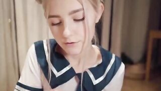 Kawaii Stepsister Gets Creampie and Facial Eva Elfie