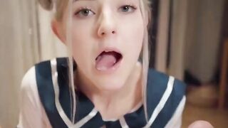 Kawaii Stepsister Gets Creampie and Facial Eva Elfie