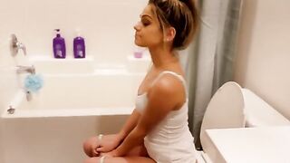 Ms Faris has to share a bathroom with her stepbrother Jason, so she makes the most of it by not
