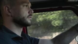 Skinny transsexual sucks dirivers cock